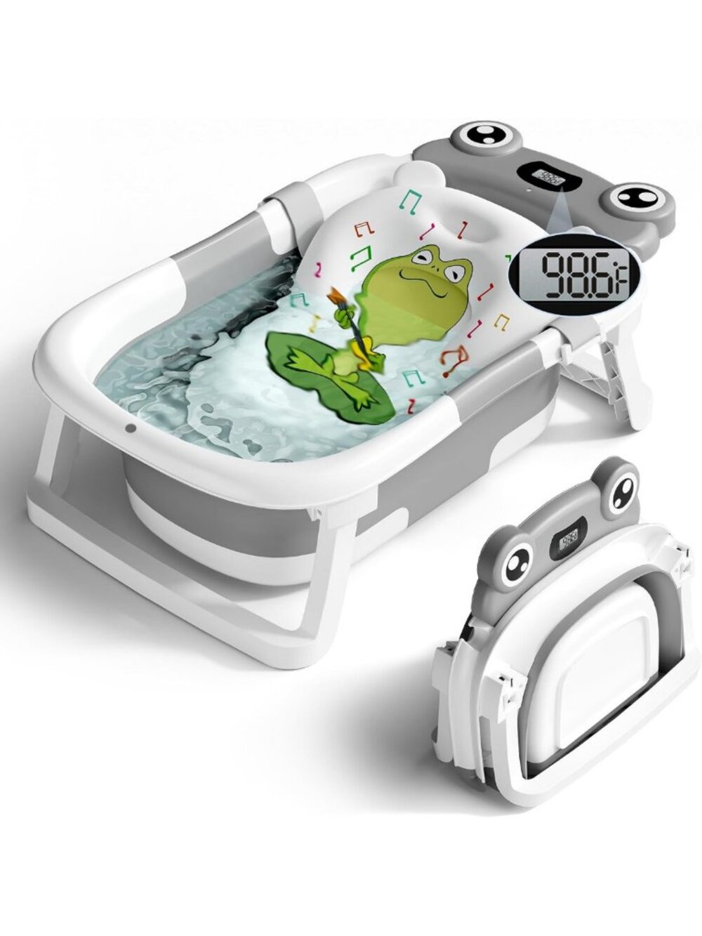 Collapsible Baby Bathtub for Infants & Toddlers, Soft Cushion, Portable